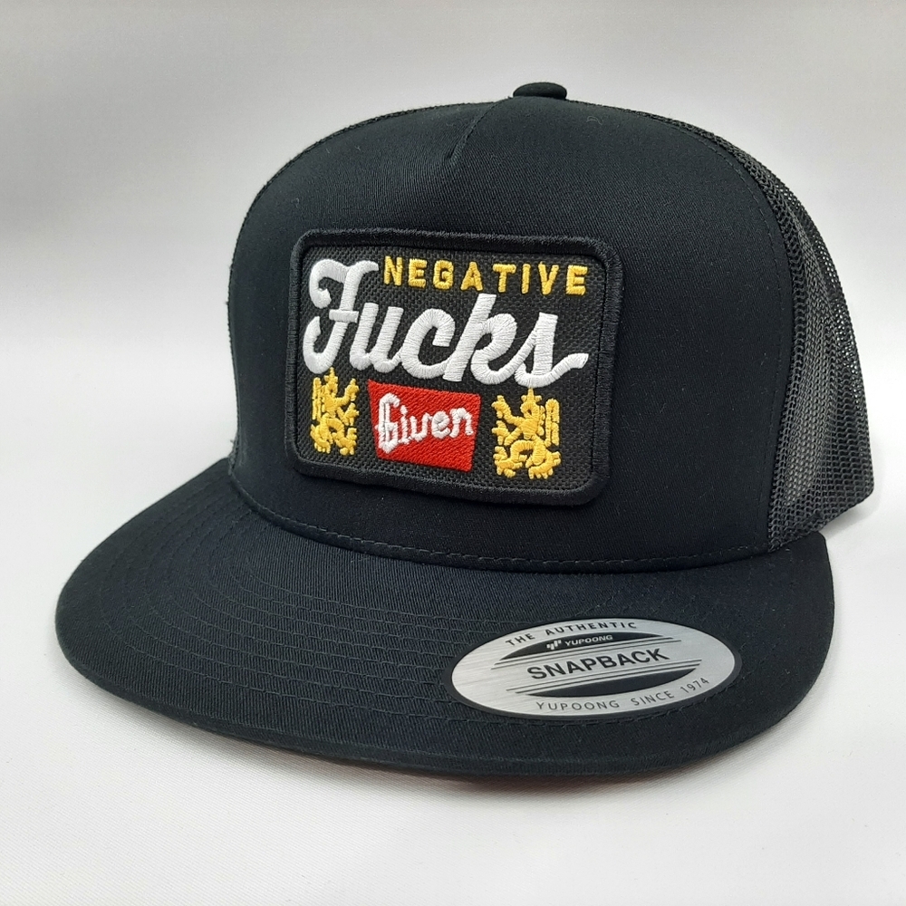 Negative F's Given Embroidered Patch Flat Bill Trucker Mesh Snapback Cap Hat